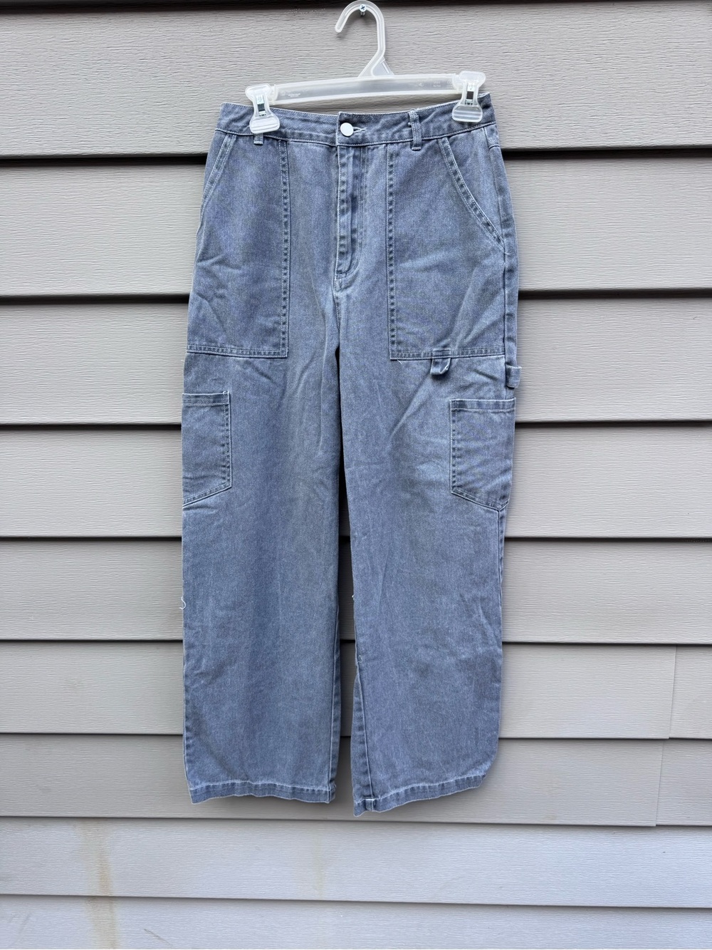 Altar’d State Gray Carpenter Cargo Pants Women’s Small Wide Leg Utility Y2K